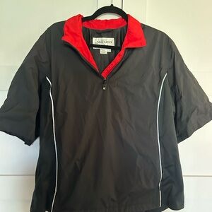 Women’s large Footjoy DryJoys Black/ Red Pullover short sleeve rain golf Jacket